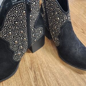 Sugar Studded Black Ankle Boots